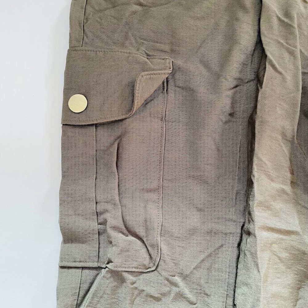 NWT Ann Taylor LOFT Pant Trouser Cargo Utility Belt Tie Waist Olive Green XL - Picture 7 of 12